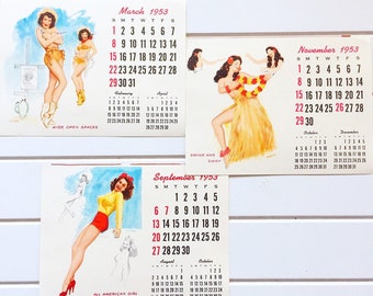 Vintage Calendar Pin up Girl Hula Cowgirl All American Girl Pages 1953 -  Etsy