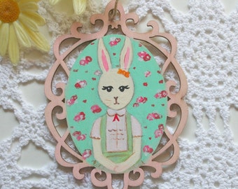 Petunia Bunny Wooden Ornament