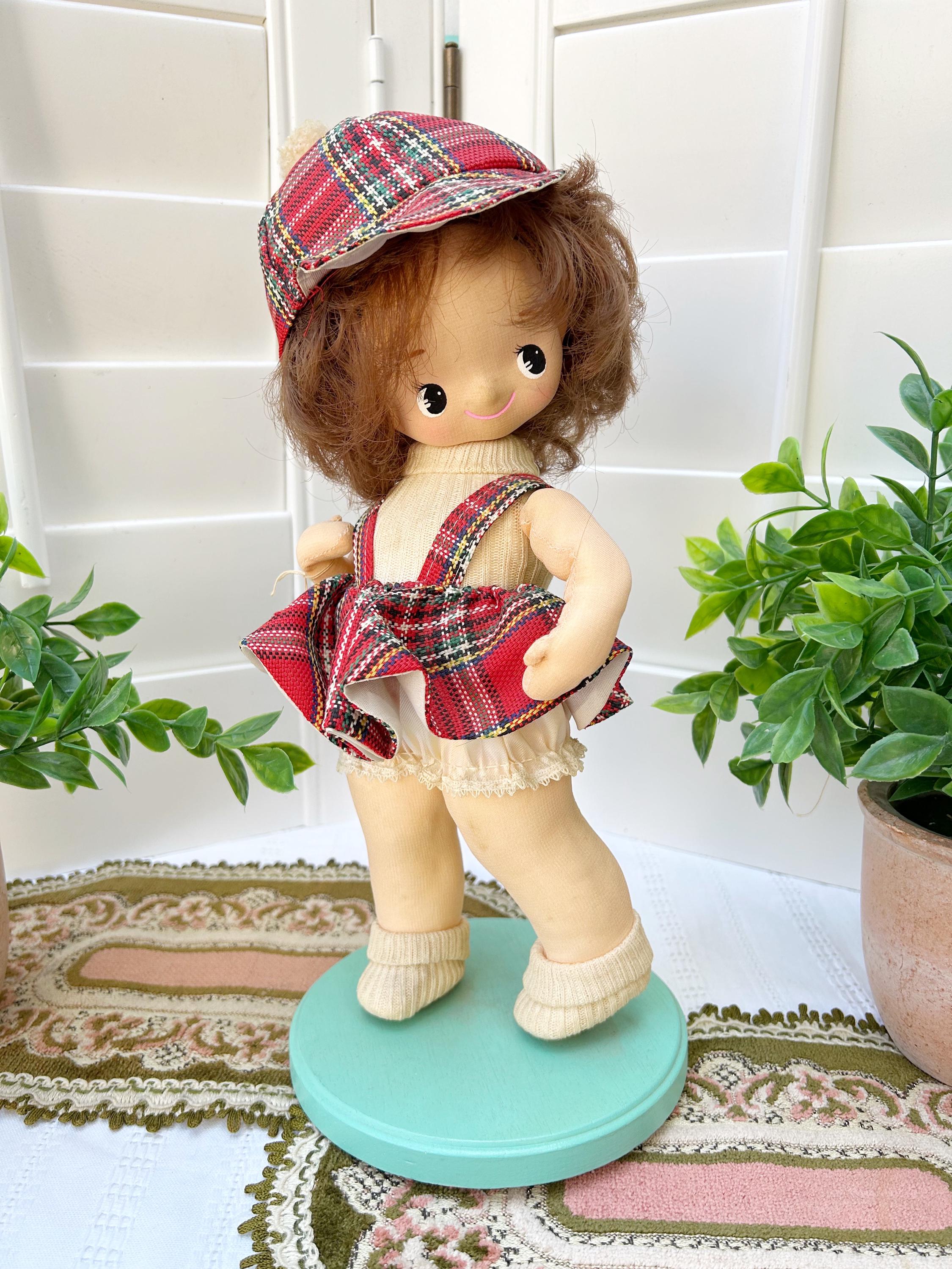Vintage SUKIYO Big Eyes Doll Posable Japan 1960s Mod Plaid