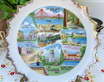 Vintage Souvenir Plate CALIFORNIA Creations Bradley Decor 6.5” Japan