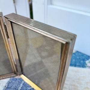Vintage Bi-fold Triptych Gold Tone Metal Double Hinged Photo Frame 5 X ...