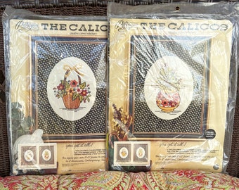 Paragon Needle Craft Crewel Stitchery Kit The Calicos Floral 0161 0160 Set Of 2