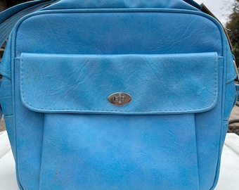 Vintage Samsonite LL Blau Handgemacht Reiseumhängetasche Tote Lock Key