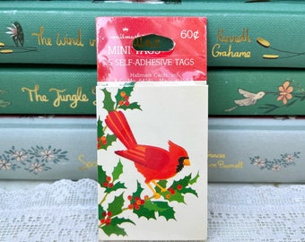 Vintage Hallmark MCM Christmas Gift Tags Holiday Red Cardinal Adhesive New