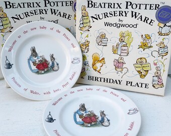 Beatrix Potter Nursery Ware by Wedgwood Birthday Plate 1984 In Original Box
