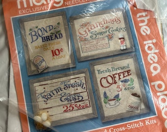 Mary Maxim Country Kitchen Farm Brewed Coffee Cross Stitch Needle Works Kits