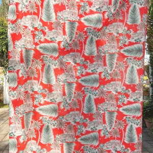 Tropical  Palm Leaves Pattern Drapes Curtains Panels Orange Floral Set Of 2