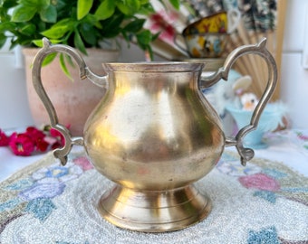 Vintage Two Handled Brass Footed Sugar Bowl EPNS