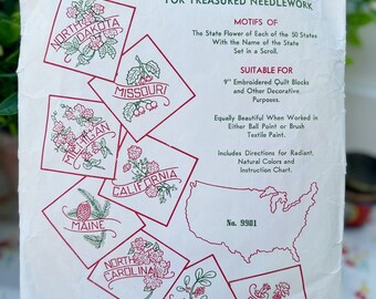 Aunt Martha’s 50 State Flowers 9901 Hot Iron Transfers