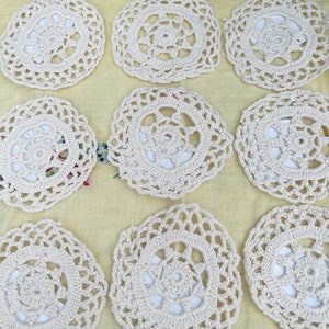 Round Crochet Doilies Coasters Ecru 4” Lot Of 10 Doily