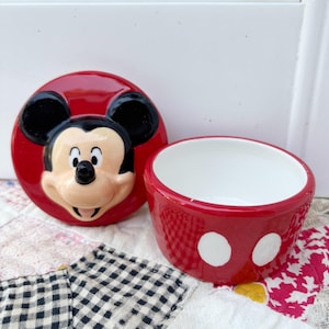 Mickey Mouse Westland Ceramic Trinket Box Red Polka Dot Container