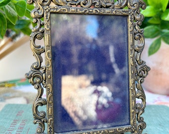 Vintage Brass Ornate Metal Picture Photo Frame Made In Italy 3.5” X 2.5”