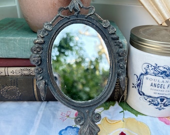 Vintage Italian Brass Metal Ornate Framed Mirror Victorian Wall Decor