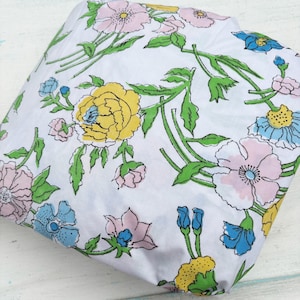 Drap-housse percale Sears Roebuck Renfrew Hall Perma Prest grande taille Floral VTG