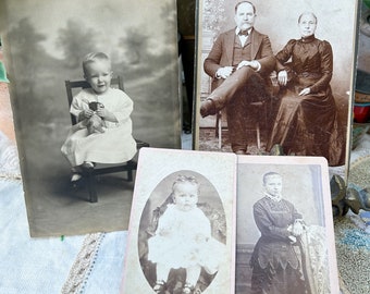 Antique Cabinet Card Portrait Photo Picture Souvenir Victorian 1890 Lot Of 4