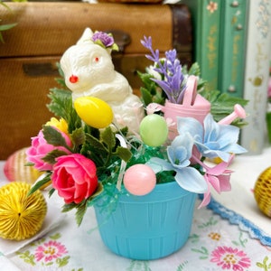 Vintage Easter Spring Bunny Rabbit Holiday Decor Plastic Flower