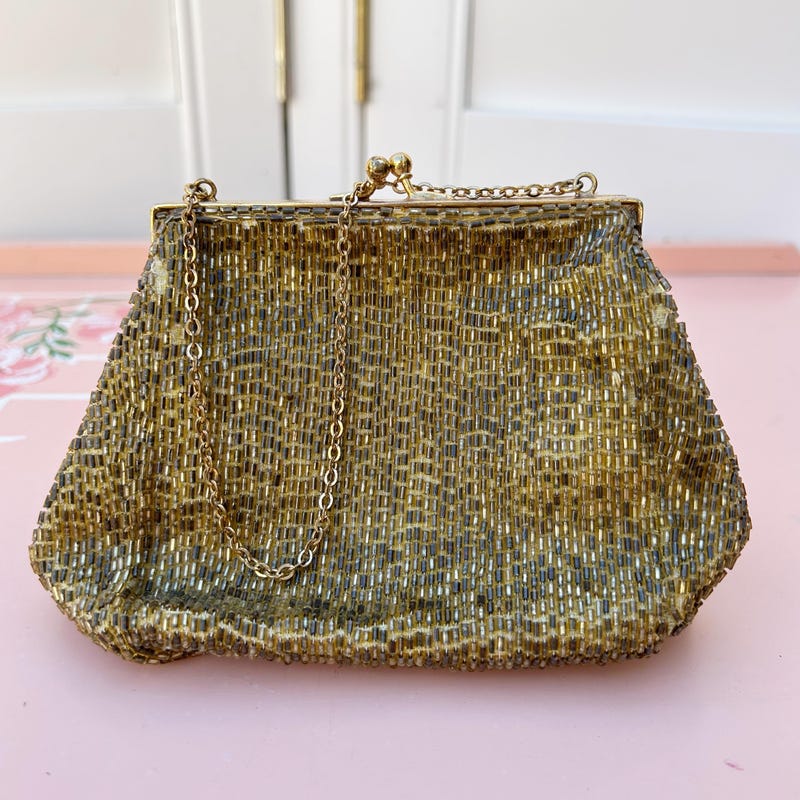 Leaf Metal Beaded Evening Purse