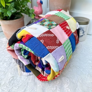 Vintage Patchwork Baby Quilt Polyester Crib Throw 33” X 38”