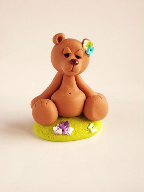 Items similar to Polymer clay miniatur bear handmade by Nathalie s bears on Etsy
