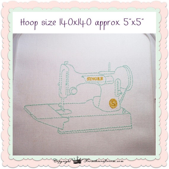Small Singer Featherweight machine embroidery design to fit Etsy