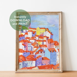 Lisbon Rooftops Art Print: Portugal Travel Poster (Digital Download)