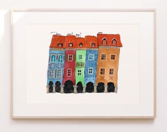 Poznan Old Market Square Print: Colorful Poland Travel Art