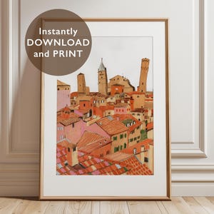 Bologna Italy Art Print: Rustic Tuscany Cityscape (Digital Download)