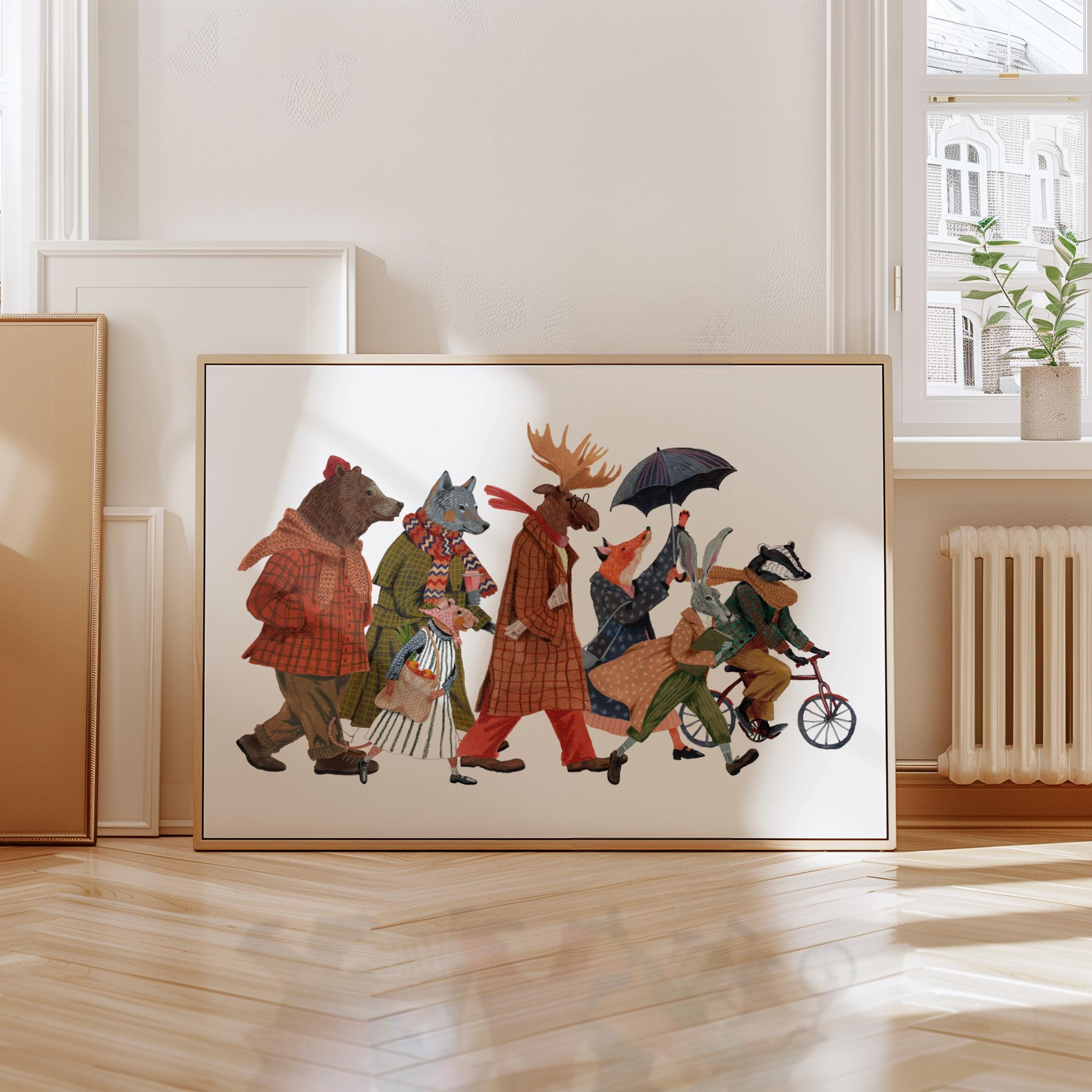 Animal Parade Art Print - Kids Wall Art - Gift for Children - Hand Drawn Print - Nursery Decor - Boys and Girls - Animal Illustration Poster