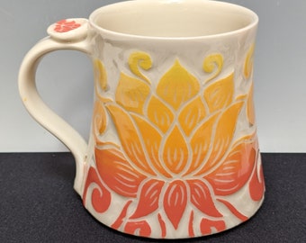 12 oz Lotus Coral Ombre Porcelain Mug