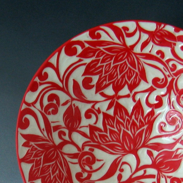 Red Lotus... 10 inch Bowl... SECOND