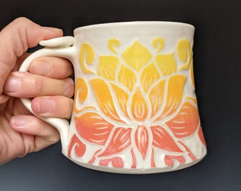 Tasse en porcelaine lotus ombrée corail de 10 oz