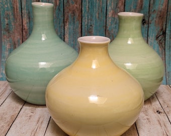 Set of 3 Porcelain Bottle Vases