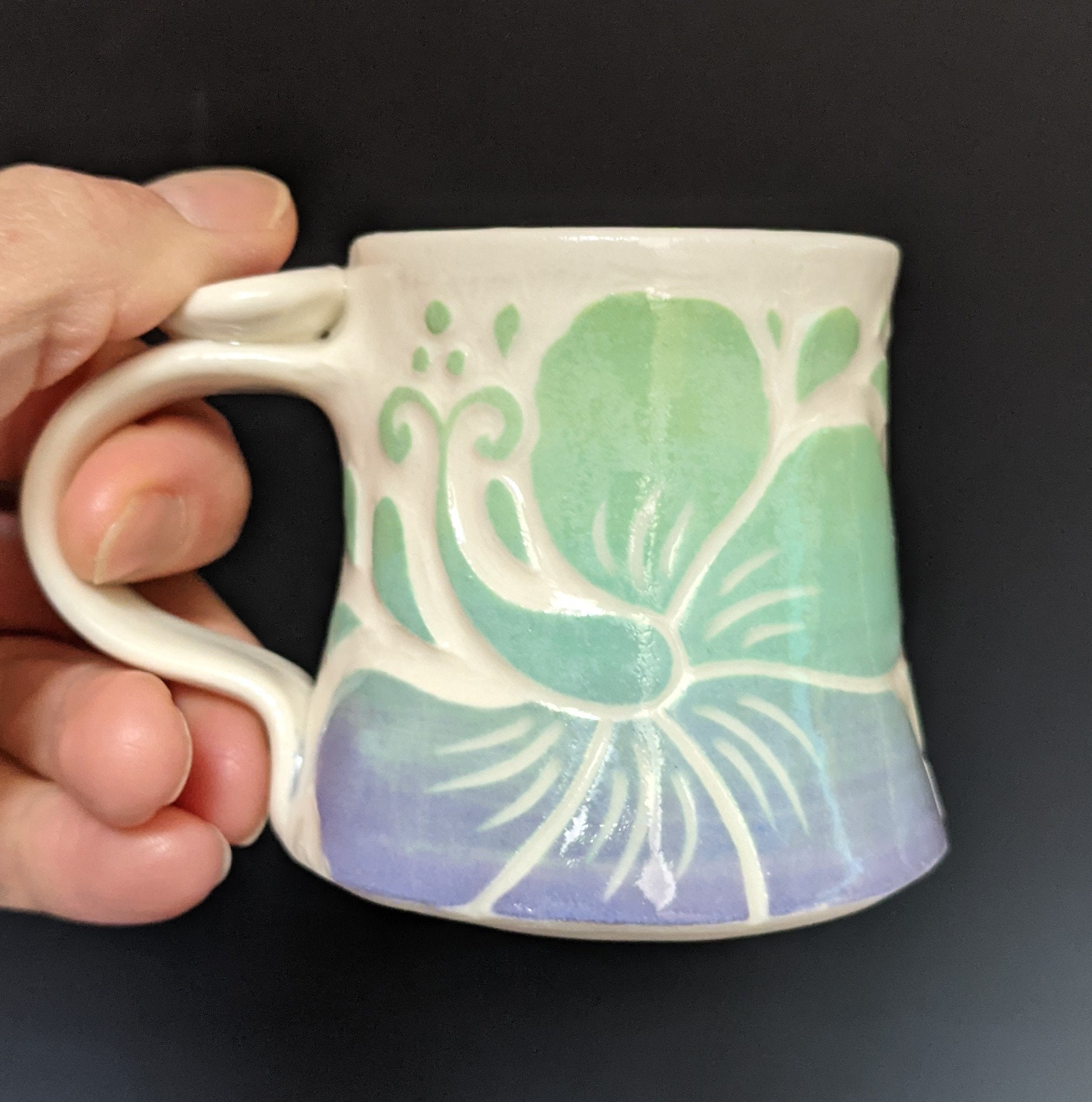 Espresso Cup Handcrafted Pottery in Vermont Green Mountain Green