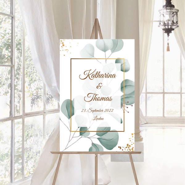 Eukalyptus Hochzeitsposter Geschenk zur Hochzeit Willkommensschild Hochzeitsbild