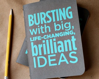Bursting with Brilliance (Teal) screenprinted idea notebook