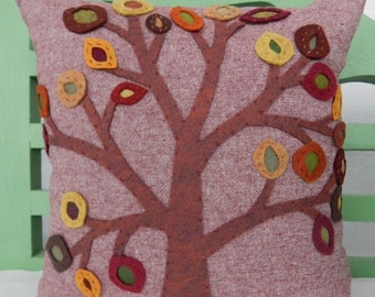 Fall Tree Pillow, Fall Tree Cushion, Decorative Fall Tree Pillow, Linen and Cotton Pillow, Linen and Cotton Cushion