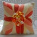 Recycled Cashmere Sweater Large Flower Pillow with Buttons for Center - Yellow, Orange and Cream