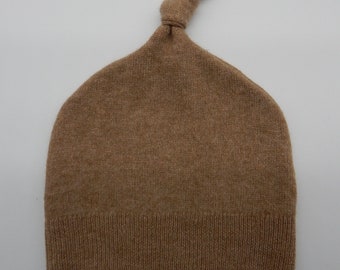 Recycled Brown Cashmere Baby Hat  12-24 months