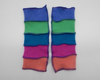 Recycled Cashmere Arm Warmers, Fingerless  Mittens, Fingerless Gloves, Computer Gloves  - Blue, Green, Turquoise, Pink and Coral