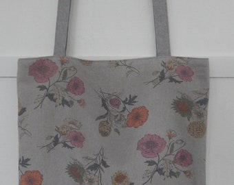 3 Japanese Cotton and Linen Floral Tote, Market Bag, Shoulder Purse, Reversible Tote, Shoulder Bag, Shoulder Tote