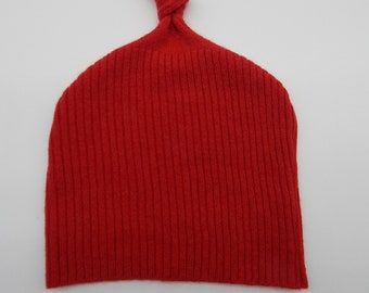 Recycled Red Cashmere Baby Hat  12-24 months