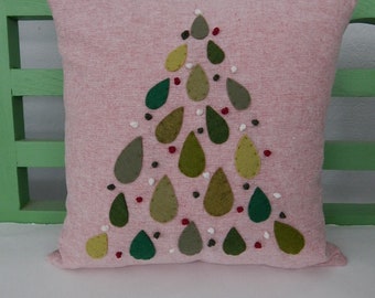 Christmas Tree Pillow, Christmas Tree Cushion, Decorative Christmas Tree Pillow, Linen and Cotton Pillow, Linen and Cotton Cushion