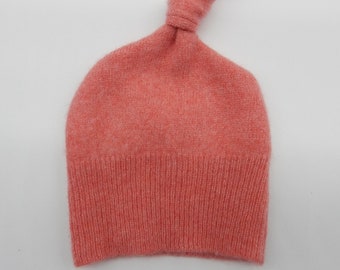 Recycled Coral Cashmere Baby Hat - 0-3 months