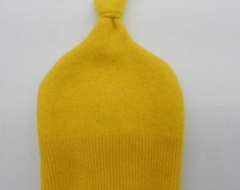 Recycled Yellow Cashmere Baby Hat - 0-3 months