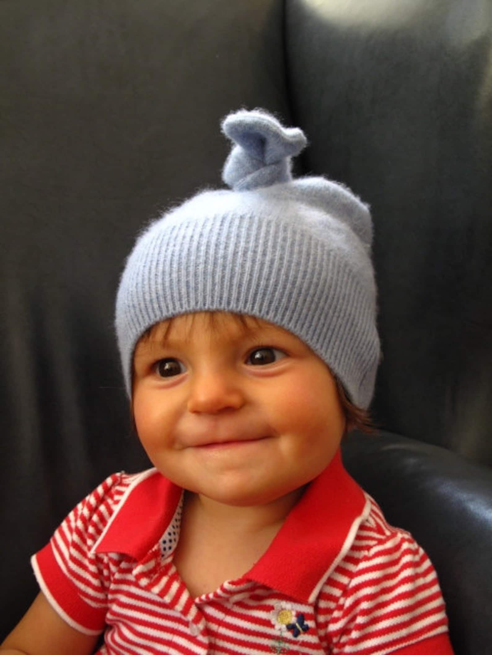 Recycled Purple and Charcoal Cashmere Baby Hat 36 Months Etsy