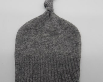 Recycled Grey Cashmere Baby Hat - 3-6 months