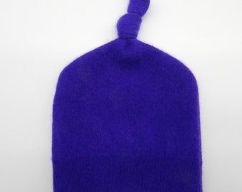 Recycled Purple Cashmere Baby Hat - 3-6 months