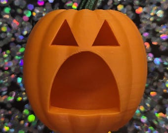 Magnetic Jack-o'-Lantern Jumping Spider Hide | Halloween Enclosure Decor, Pumpkin Retreat