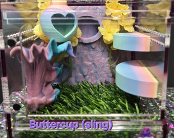 Springende Spinne Gehege | Dekoriert Acryl Terrarium | Wohnraum für Baumspinnen, magnetische Frontöffnung