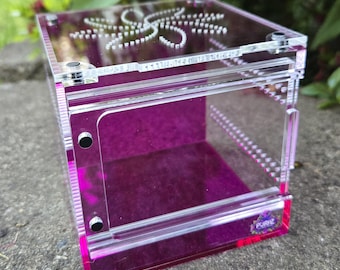 Acrylic Jumping Spider Enclosure | 4x4x4 Arboreal Habitat, Magnetic Door